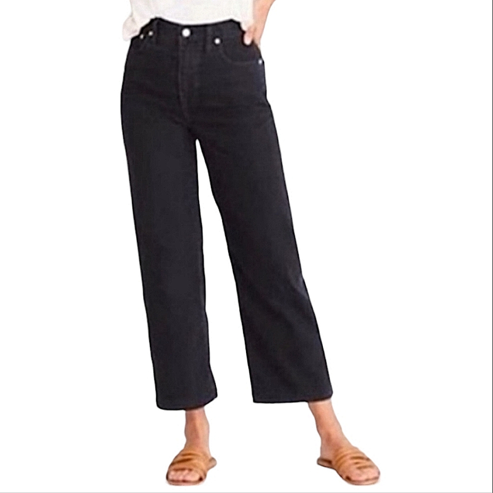 Madewell black slim wide leg crop jeans 26